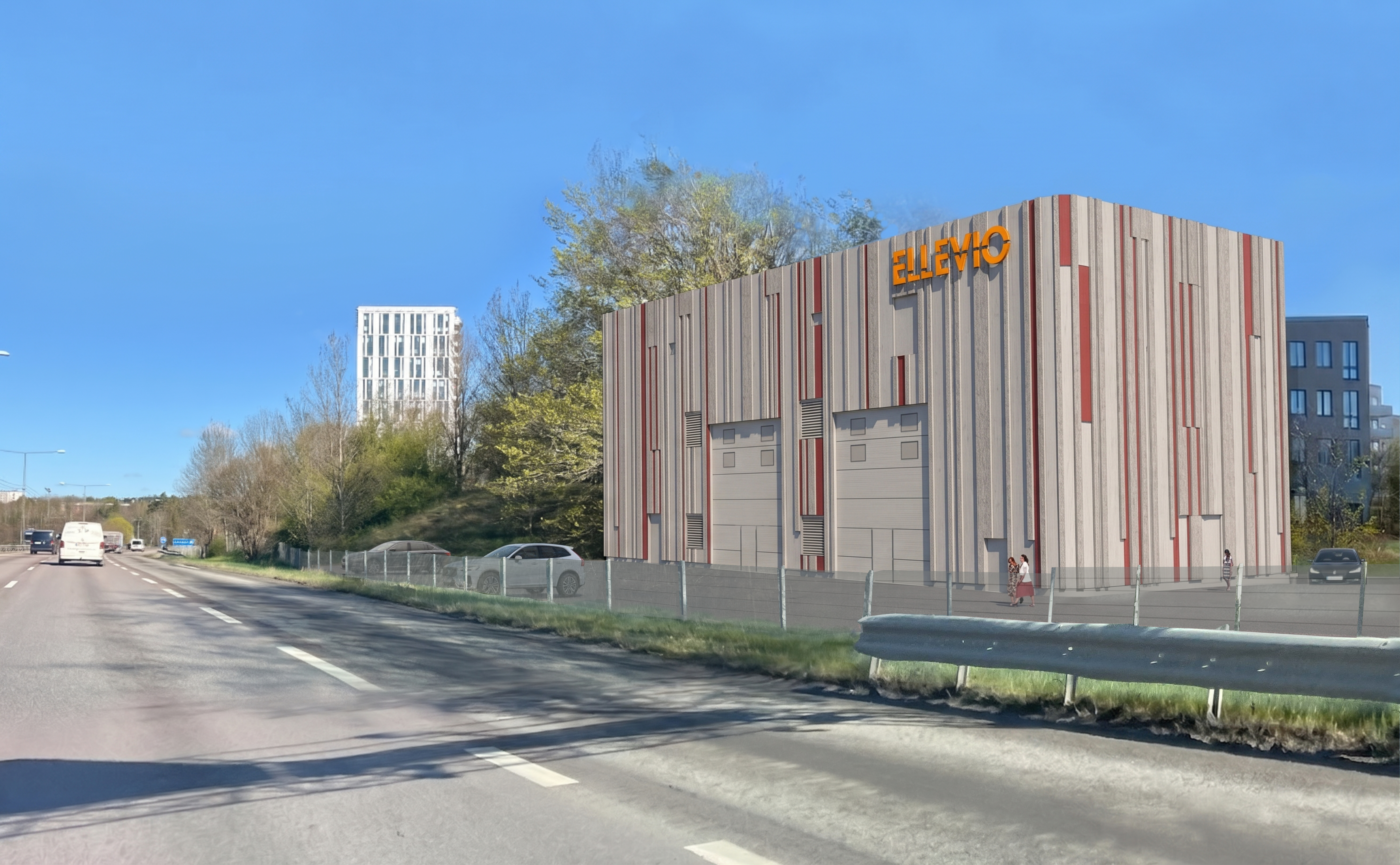 Illustration på den nya regionnätsstationen i Farsta