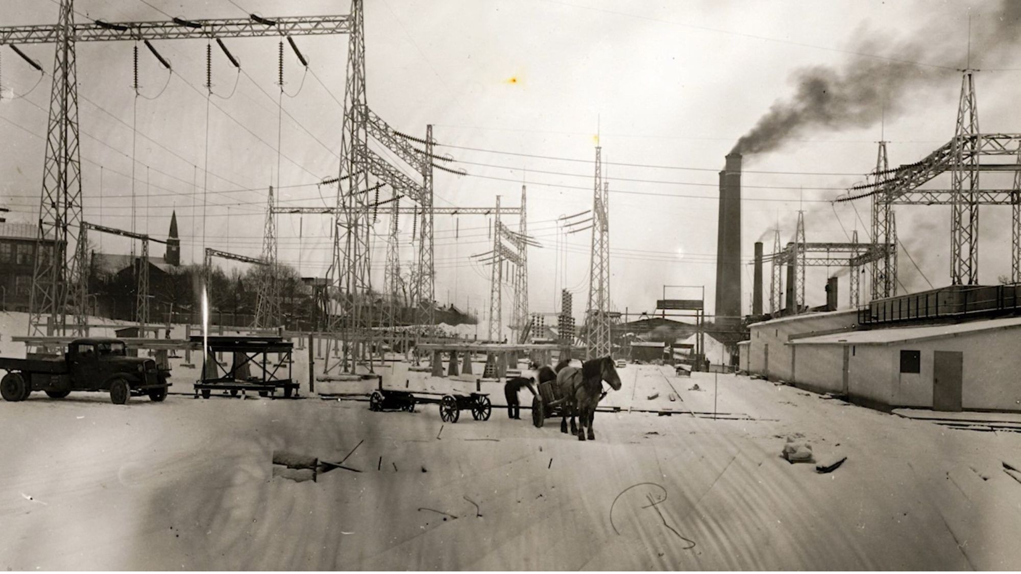 Historisk bild från ställverket i Värtan, Stockholm