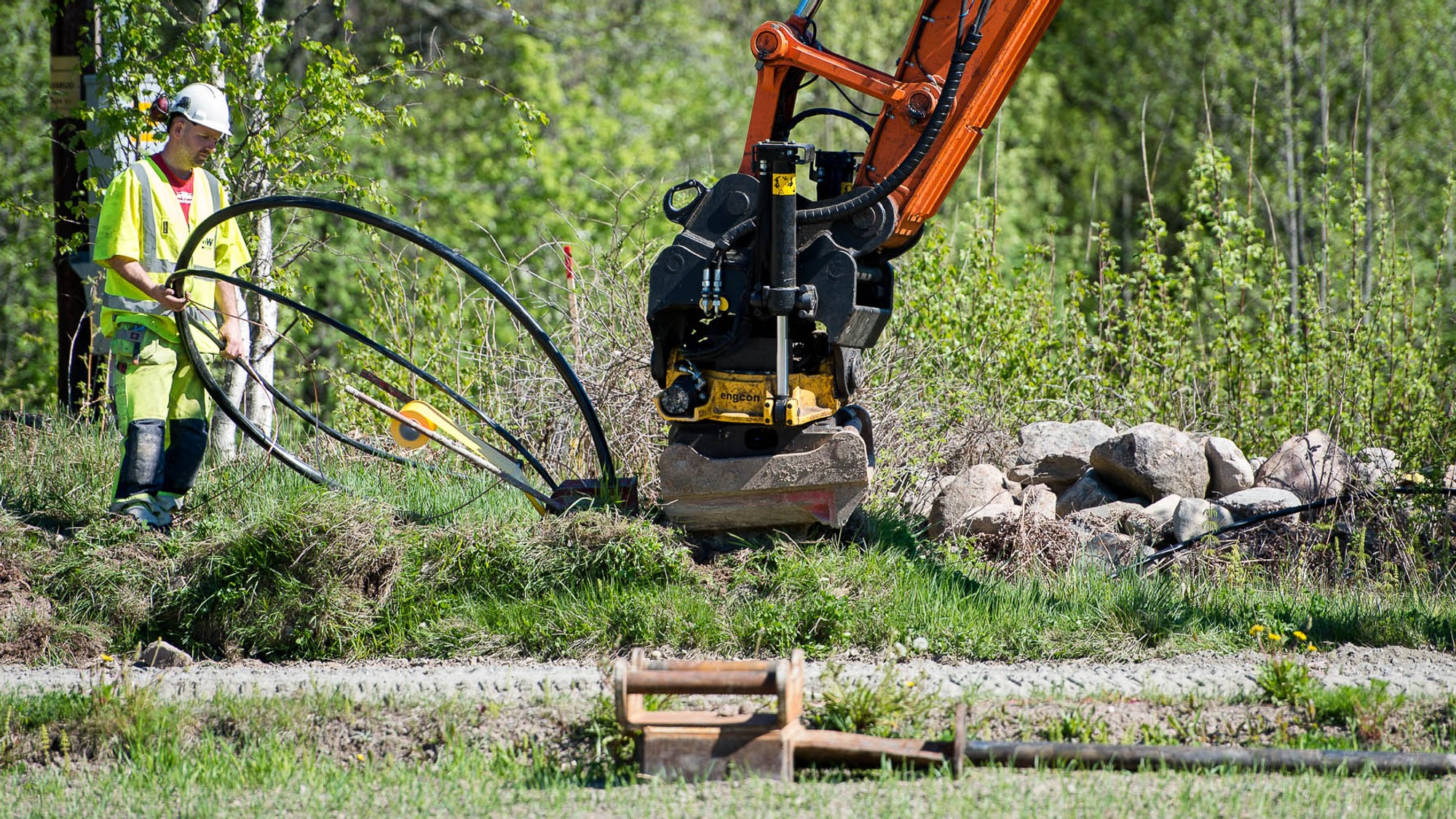 Grävmaskin i arbete