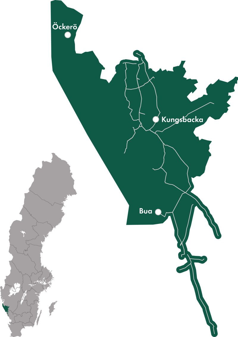 En karta &ouml;ver Halland.