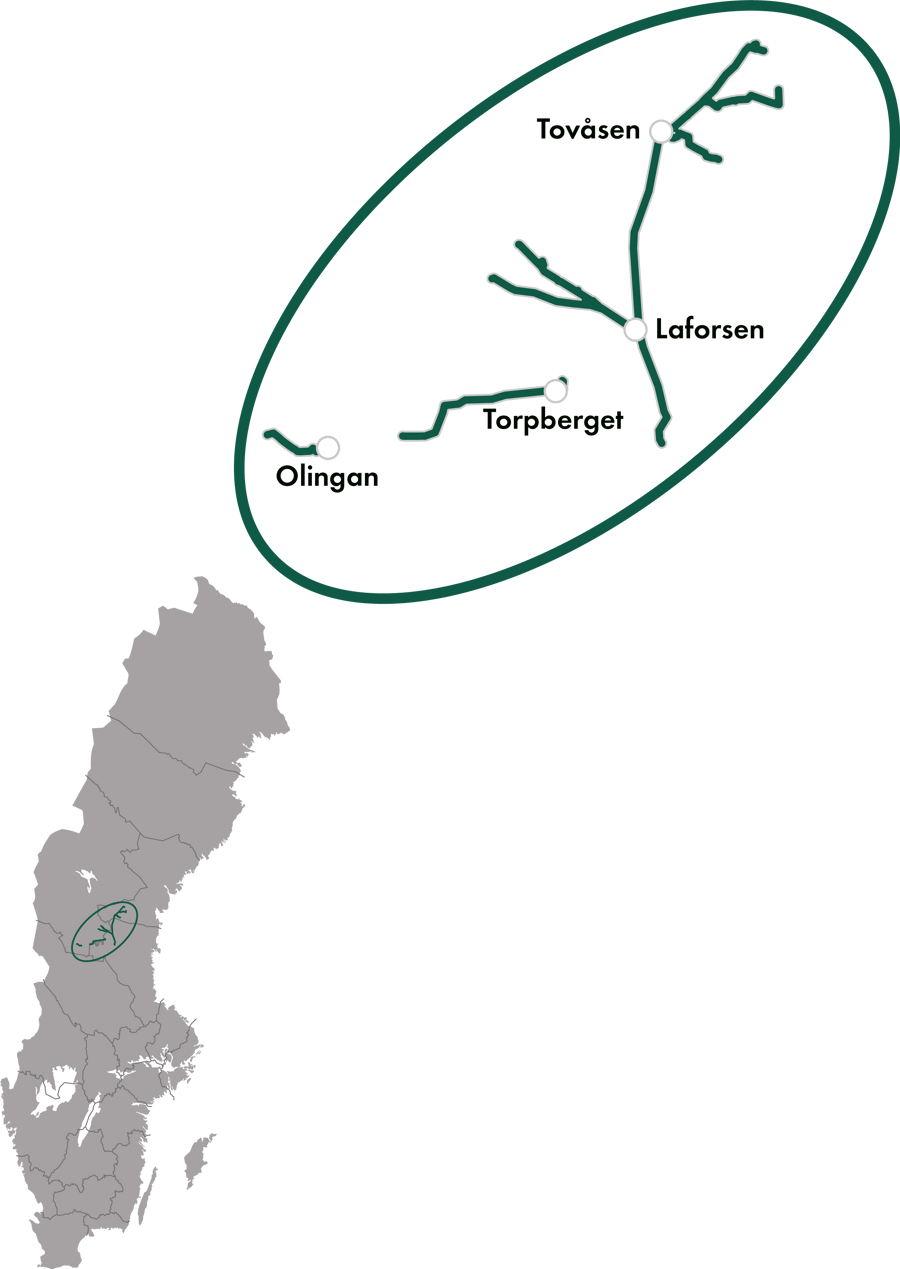 En illustrerad karta som visar området Produktionskluster norr.