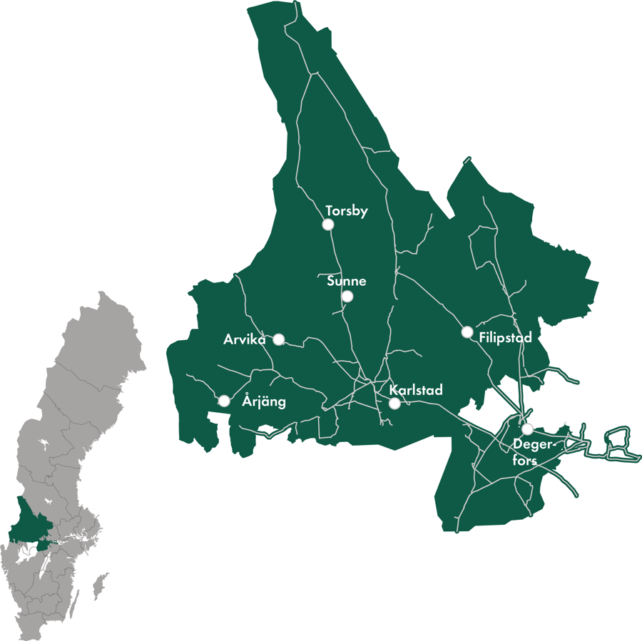 En karta &ouml;ver V&auml;rmland.